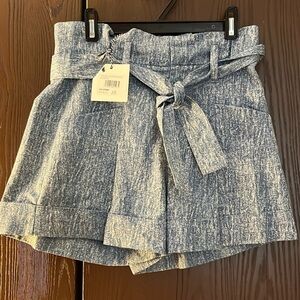 Lili Sidonio blue/ white shorts with belt. And pleated top. Size XS. NWT